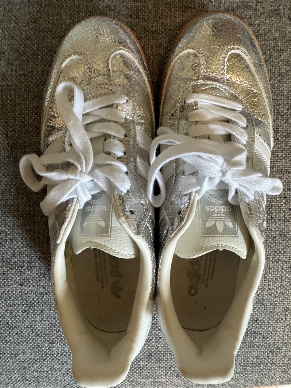 adidas Silver Glitter Lace-Up Sneakers